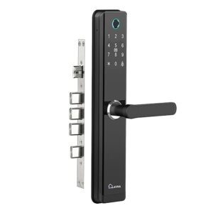 LAVNA Smart Digital Door Lock with Bluetooth Mobile app, Fingerpint, PIN, OTP, RFID Card and Manual Key Access for Wooden Doors (Black)